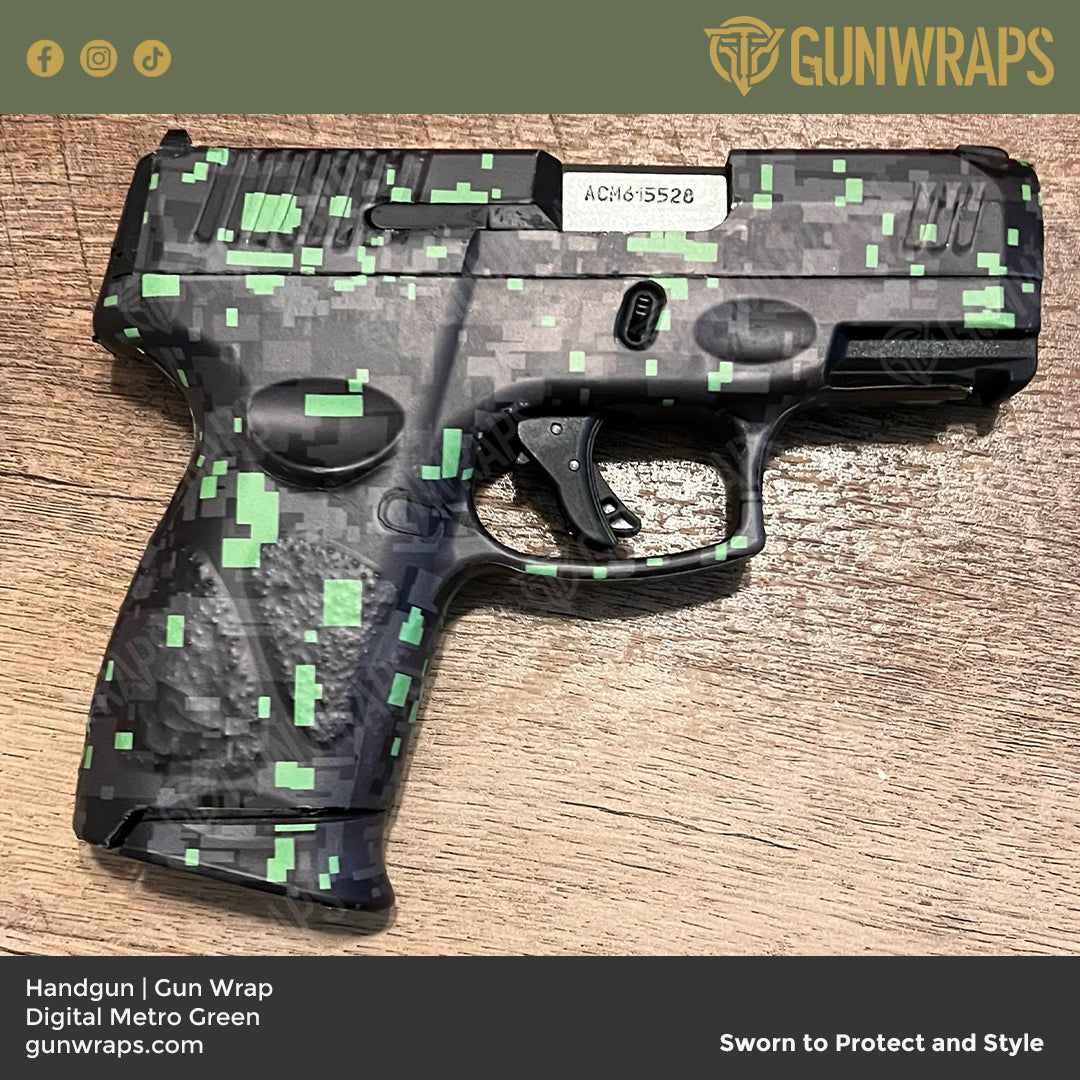 Pistol & Revolver Digital Metro Green Camo Gun Skin Vinyl Wrap