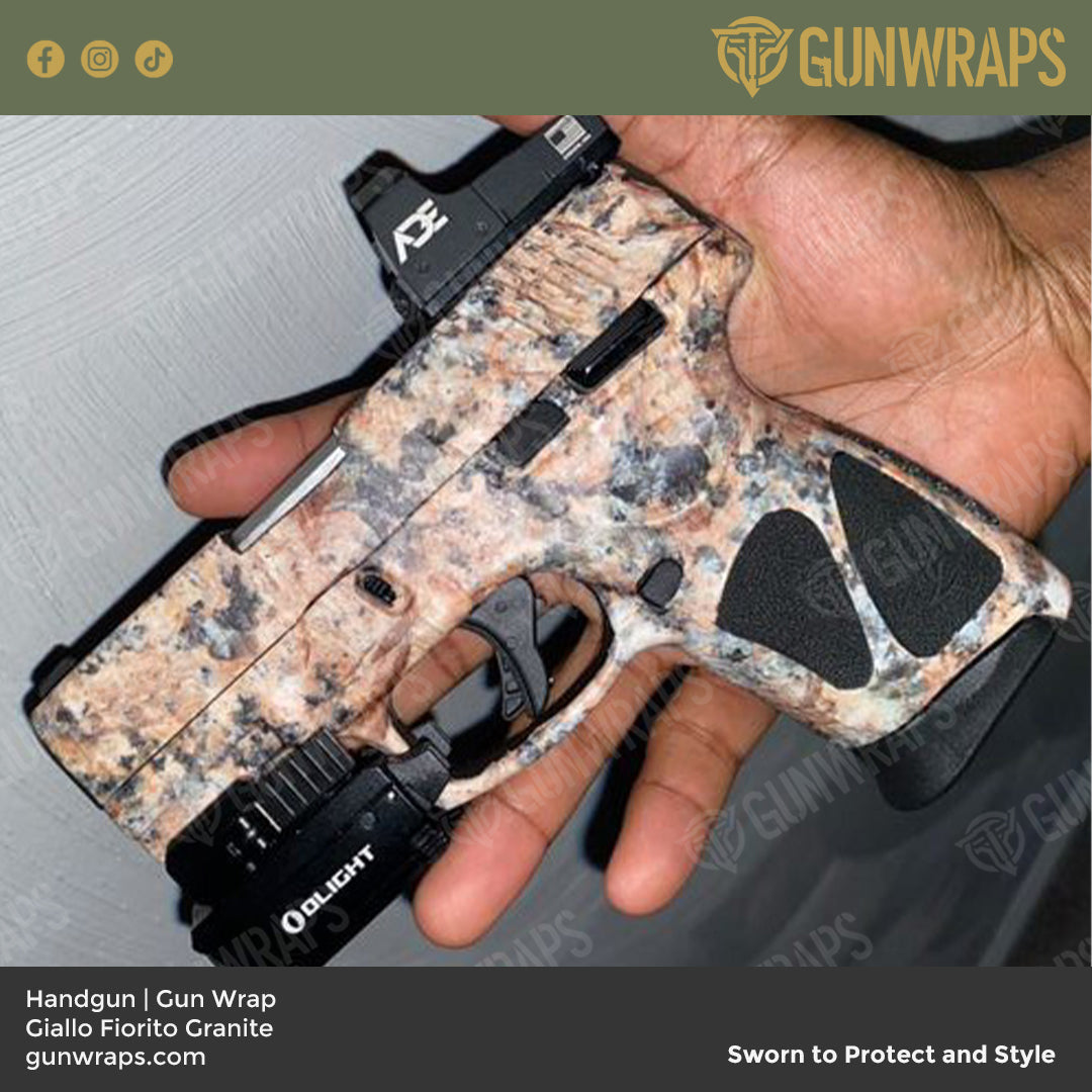 Pistol & Revolver Stone Giallo Fiorito Granite Gun Skin Vinyl Wrap