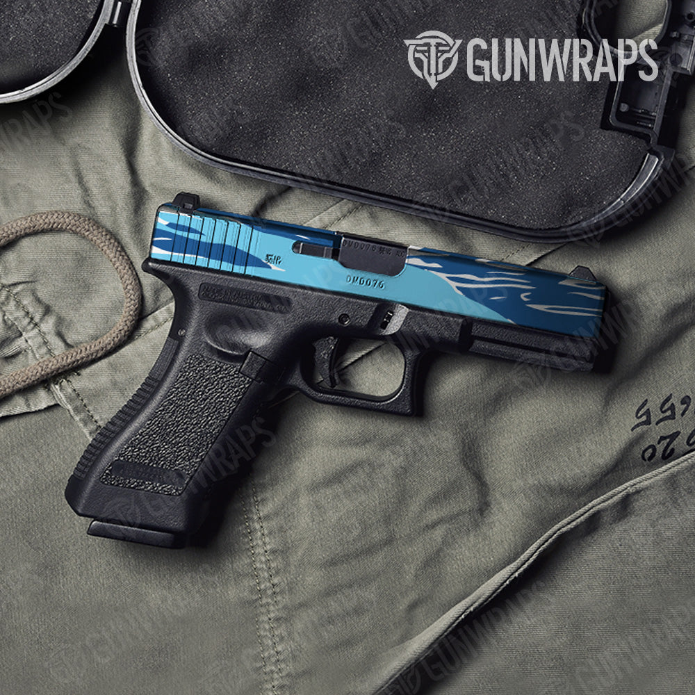 Shredded Baby Blue Camo Pistol Slide Gun Skin Vinyl Wrap