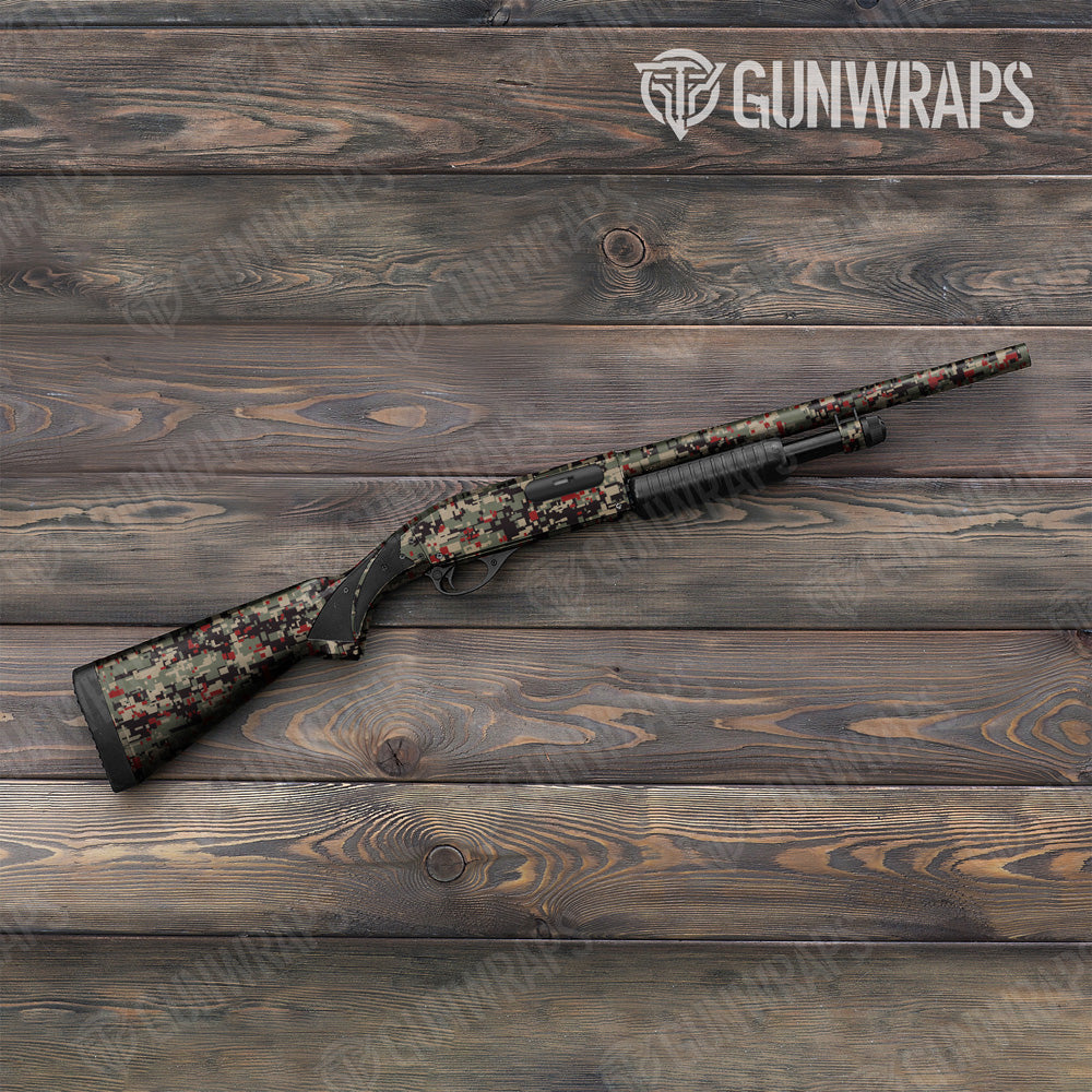 Digital Militant Red Camo Shotgun Gun Skin Vinyl Wrap
