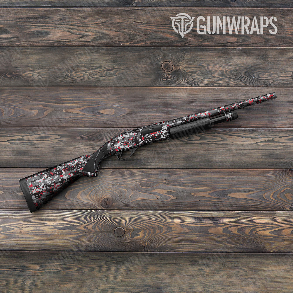 Digital Urban Red Camo Shotgun Gun Skin Vinyl Wrap