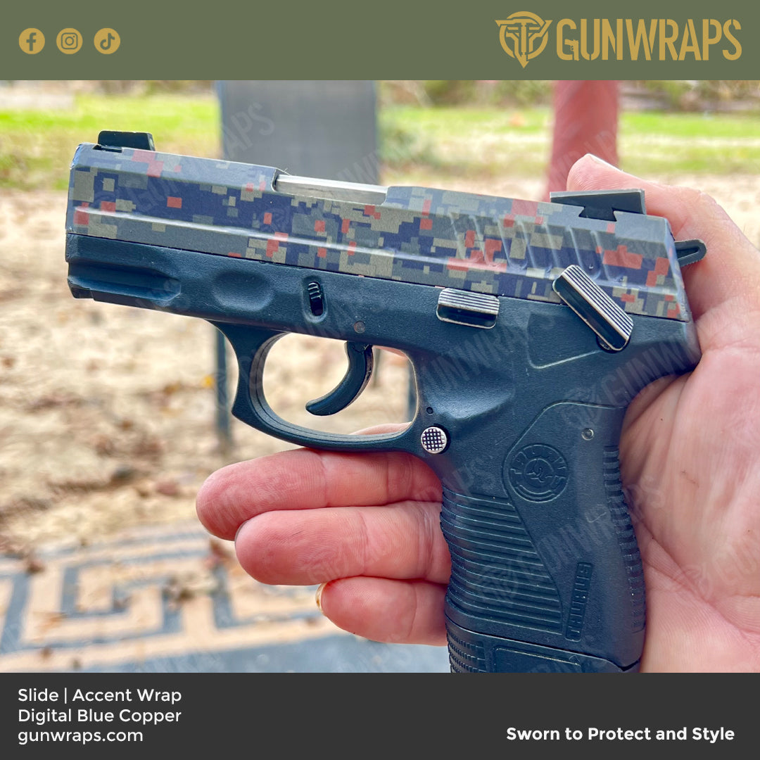 Pistol Slide Digital Blue Copper Camo Gun Skin Vinyl Wrap
