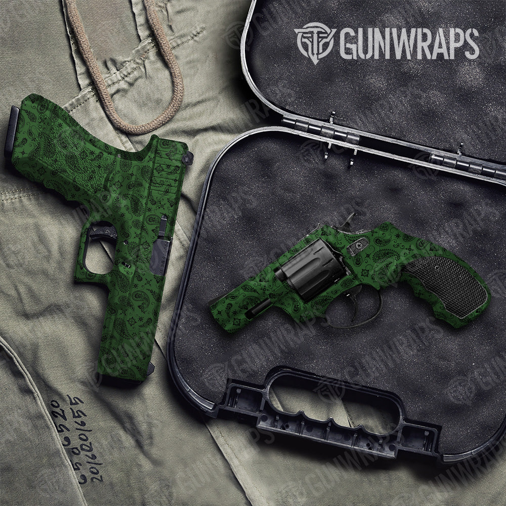 Bandana Green Black Pistol & Revolver Gun Skin Vinyl Wrap
