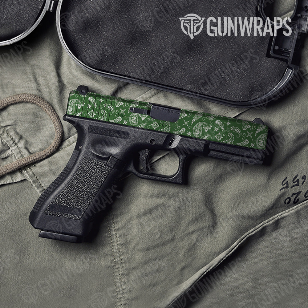 Bandana Green White Pistol Slide Gun Skin Vinyl Wrap