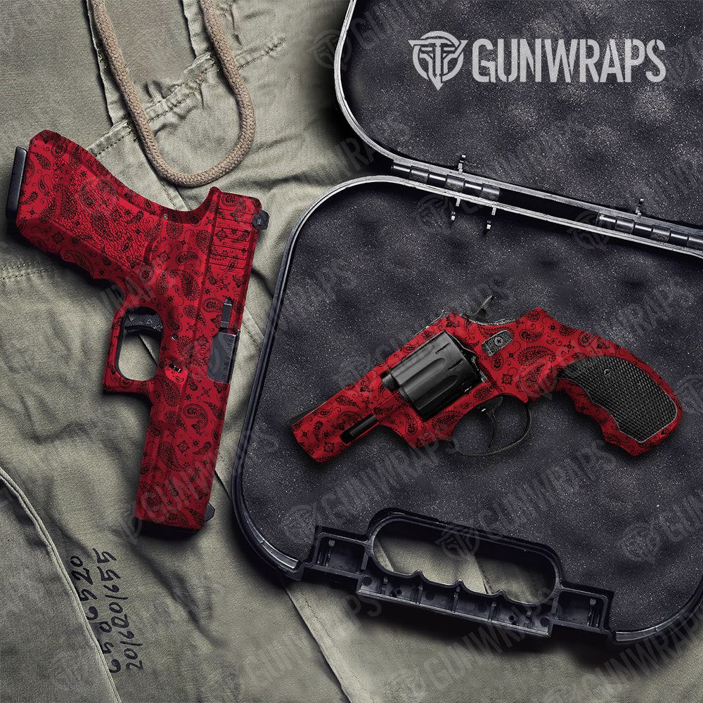 Bandana Red Black Pistol & Revolver Gun Skin Vinyl Wrap