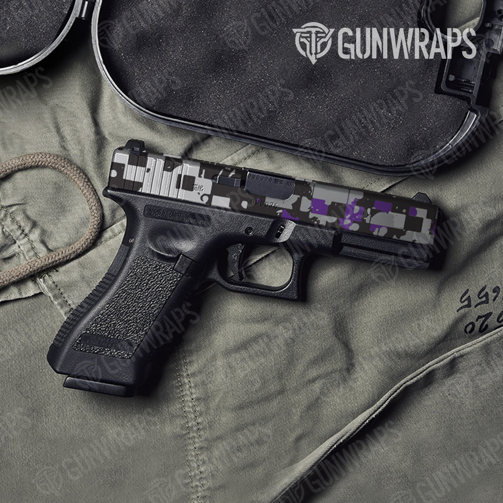 Broken Plaid Purple Camo Pistol Slide Gun Skin Vinyl Wrap