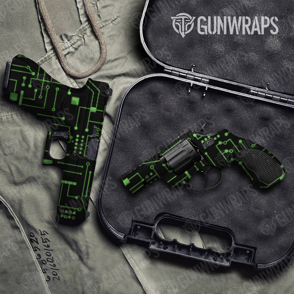 Circuit Board Green Pistol & Revolver Gun Skin Vinyl Wrap