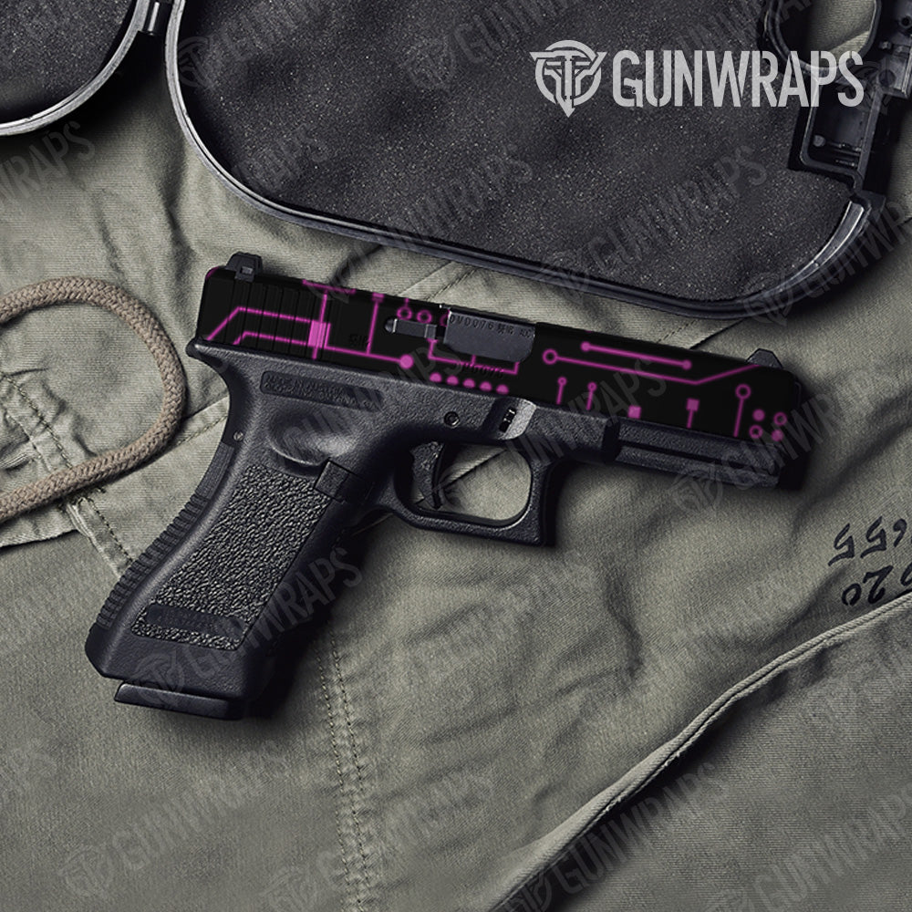 Circuit Board Magenta Pistol Slide Gun Skin Vinyl Wrap