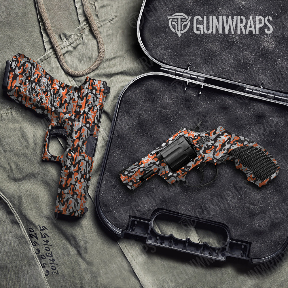 Classic Orange Tiger Camo Pistol & Revolver Gun Skin Vinyl Wrap