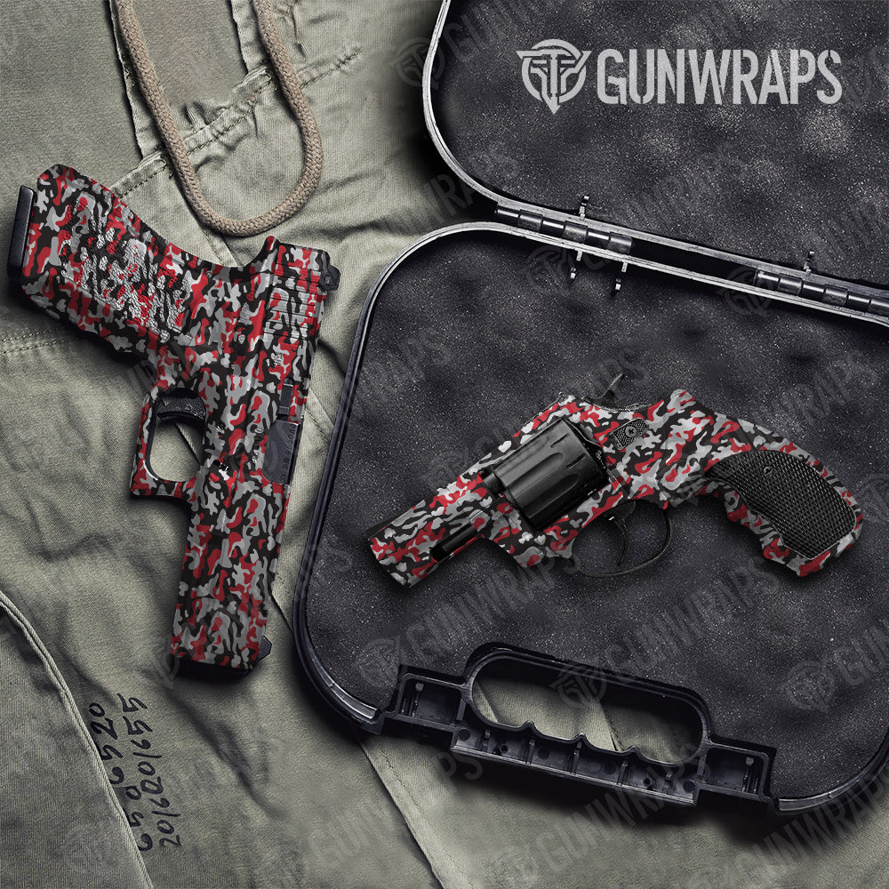 Classic Red Tiger Camo Pistol & Revolver Gun Skin Vinyl Wrap