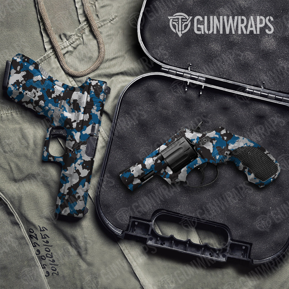 Cumulus Blue Tiger Camo Pistol & Revolver Gun Skin Vinyl Wrap