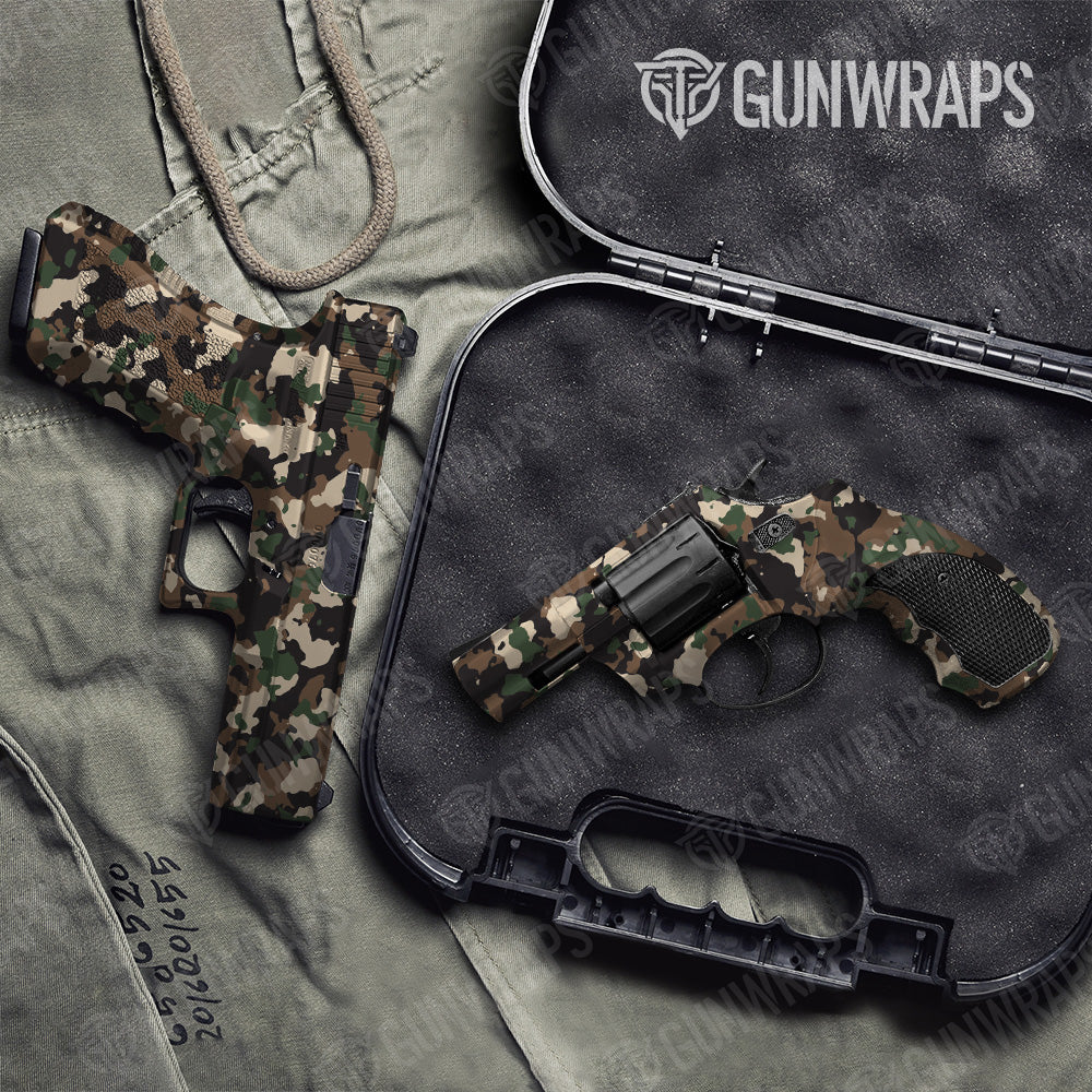 Cumulus Woodland Camo Pistol & Revolver Gun Skin Vinyl Wrap