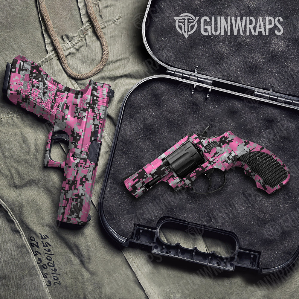 Digital Pink Tiger Camo Pistol & Revolver Gun Skin Vinyl Wrap