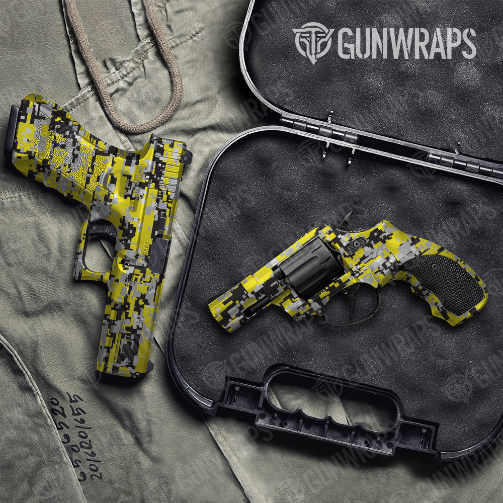 Digital Yellow Tiger Camo Pistol & Revolver Gun Skin Vinyl Wrap