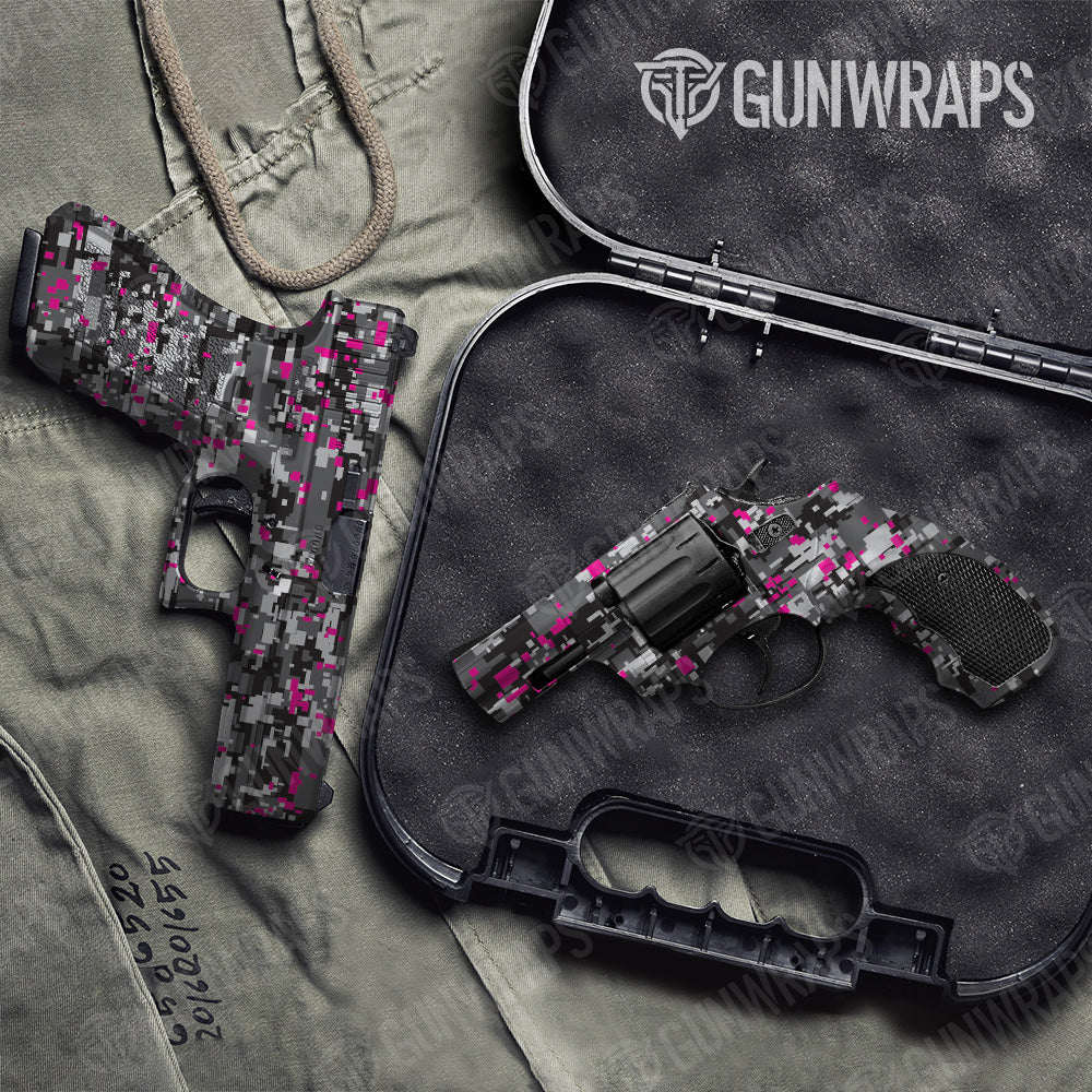 Digital Urban Magenta Camo Pistol & Revolver Gun Skin Vinyl Wrap