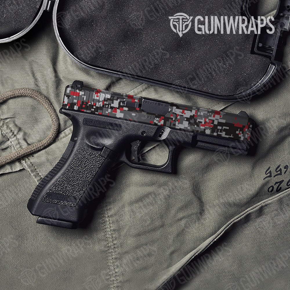 Digital Urban Red Camo Pistol Slide Gun Skin Vinyl Wrap