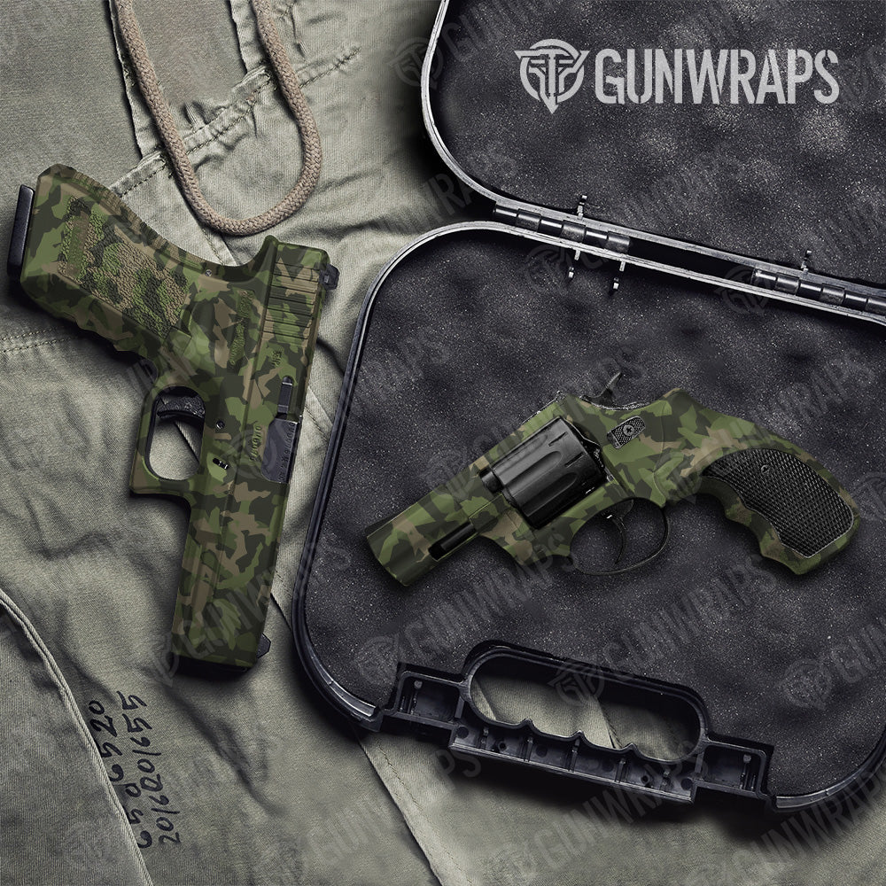 Erratic Army Green Camo Pistol & Revolver Gun Skin Vinyl Wrap