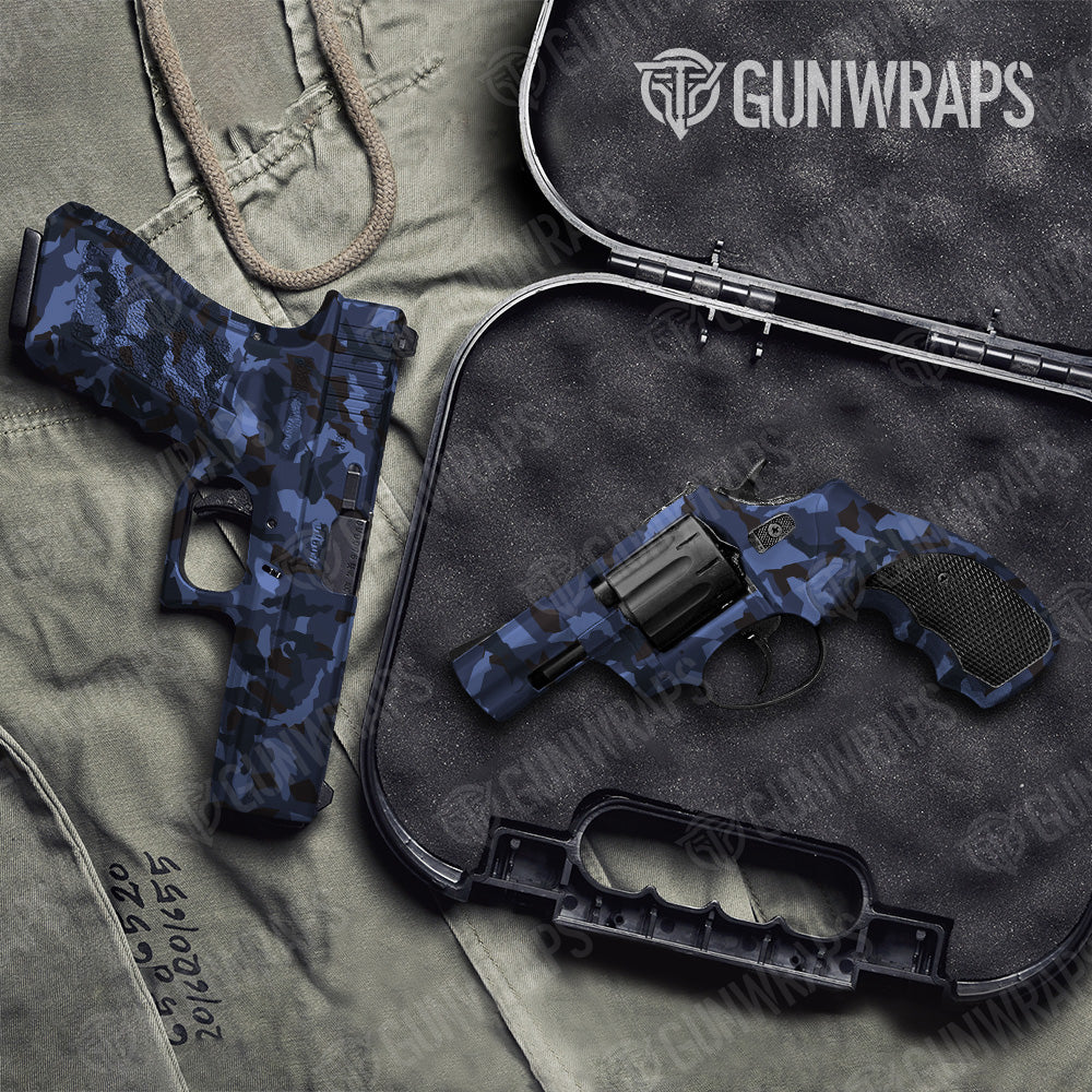 Erratic Blue Midnight Camo Pistol & Revolver Gun Skin Vinyl Wrap