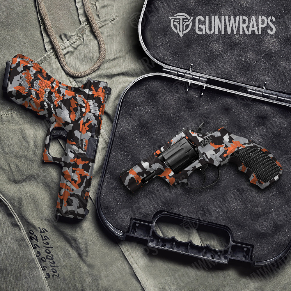 Erratic Orange Tiger Camo Pistol & Revolver Gun Skin Vinyl Wrap