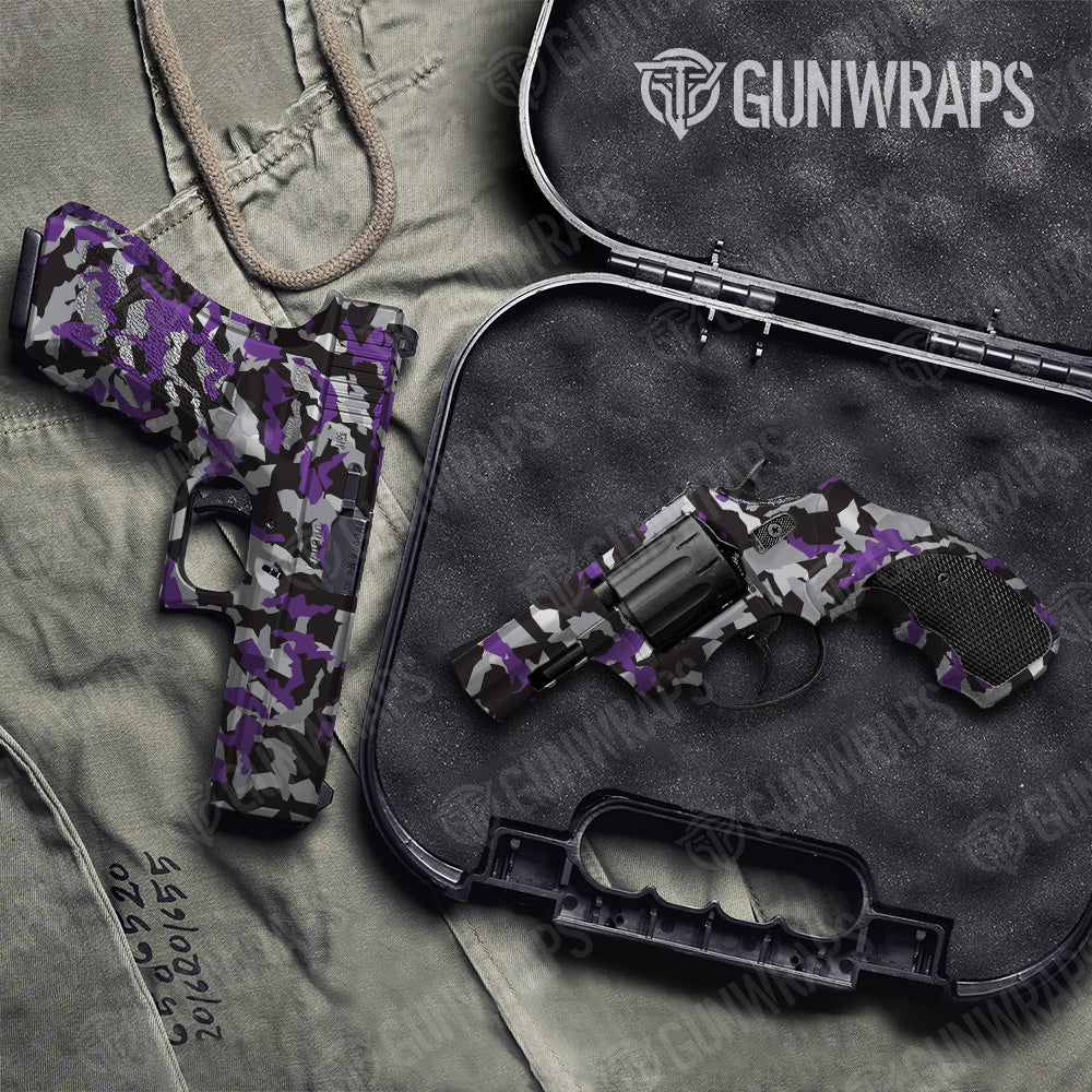 Erratic Purple Tiger Camo Pistol & Revolver Gun Skin Vinyl Wrap