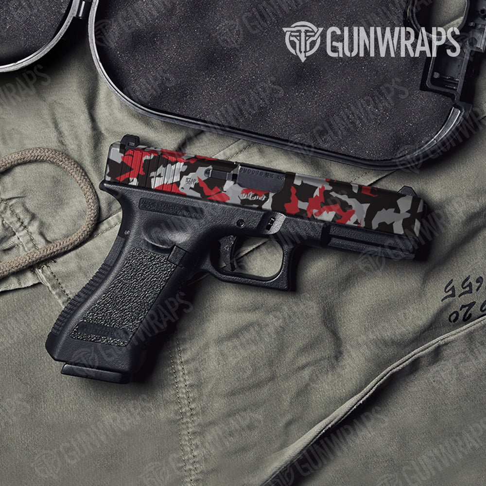Erratic Red Tiger Camo Pistol Slide Gun Skin Vinyl Wrap