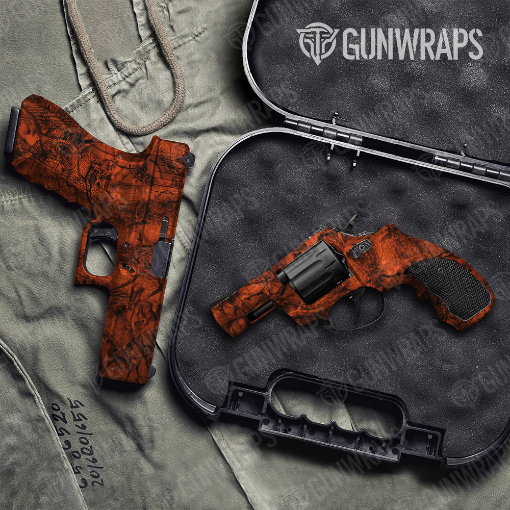 Nature Orange Forest Camo Pistol & Revolver Gun Skin Vinyl Wrap