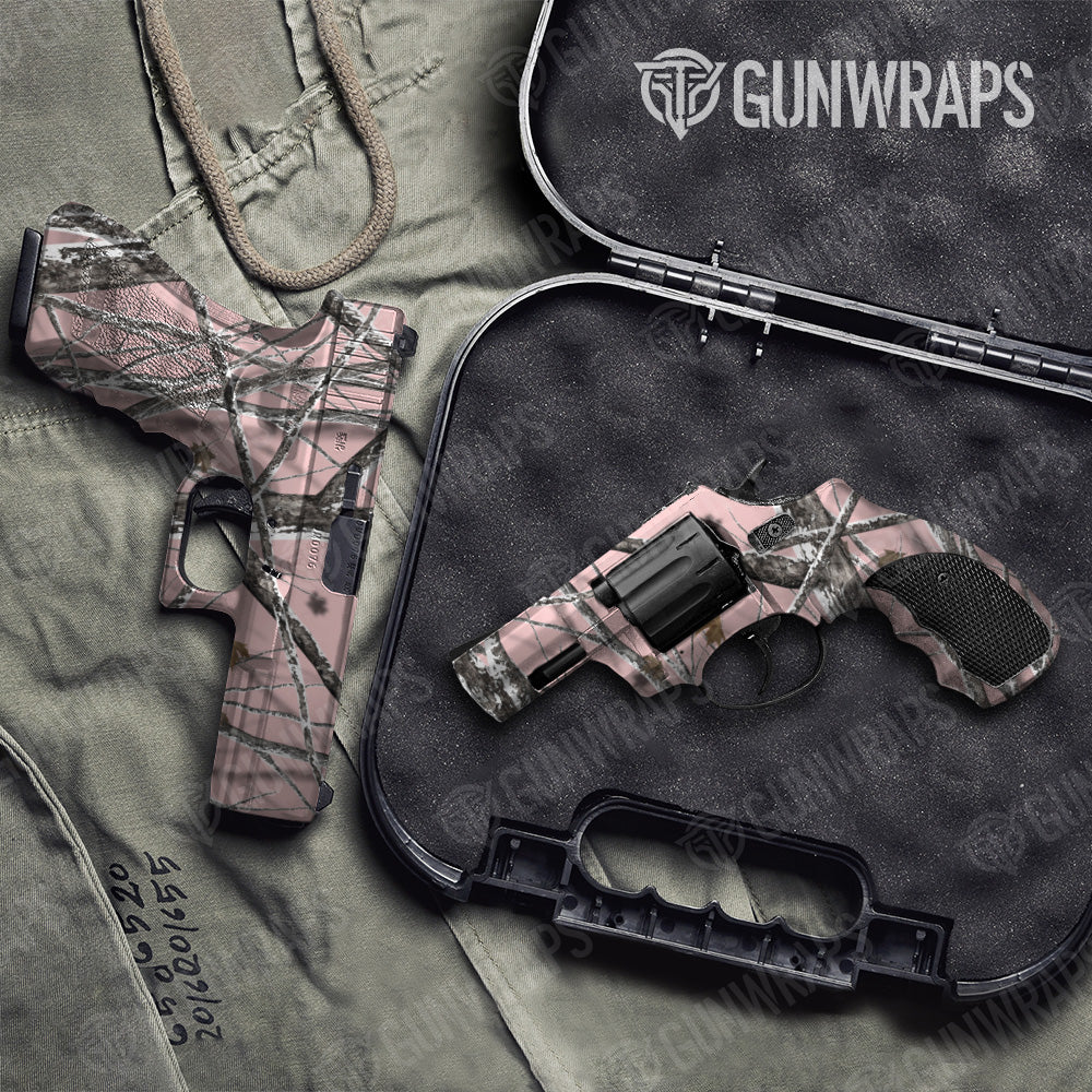 Nature Pink Snowstorm Camo Pistol & Revolver Gun Skin Vinyl Wrap