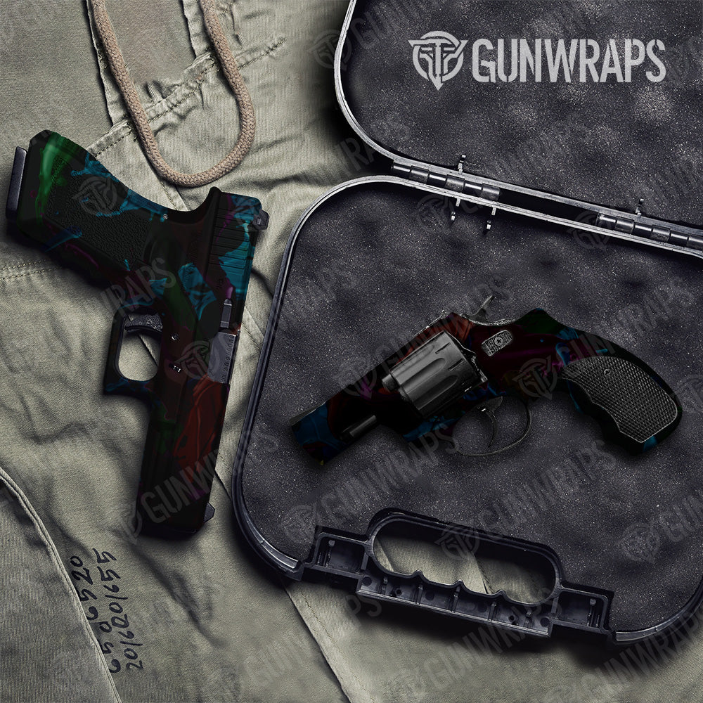 Paint Splatter Midnight Pistol & Revolver Gun Skin Vinyl Wrap