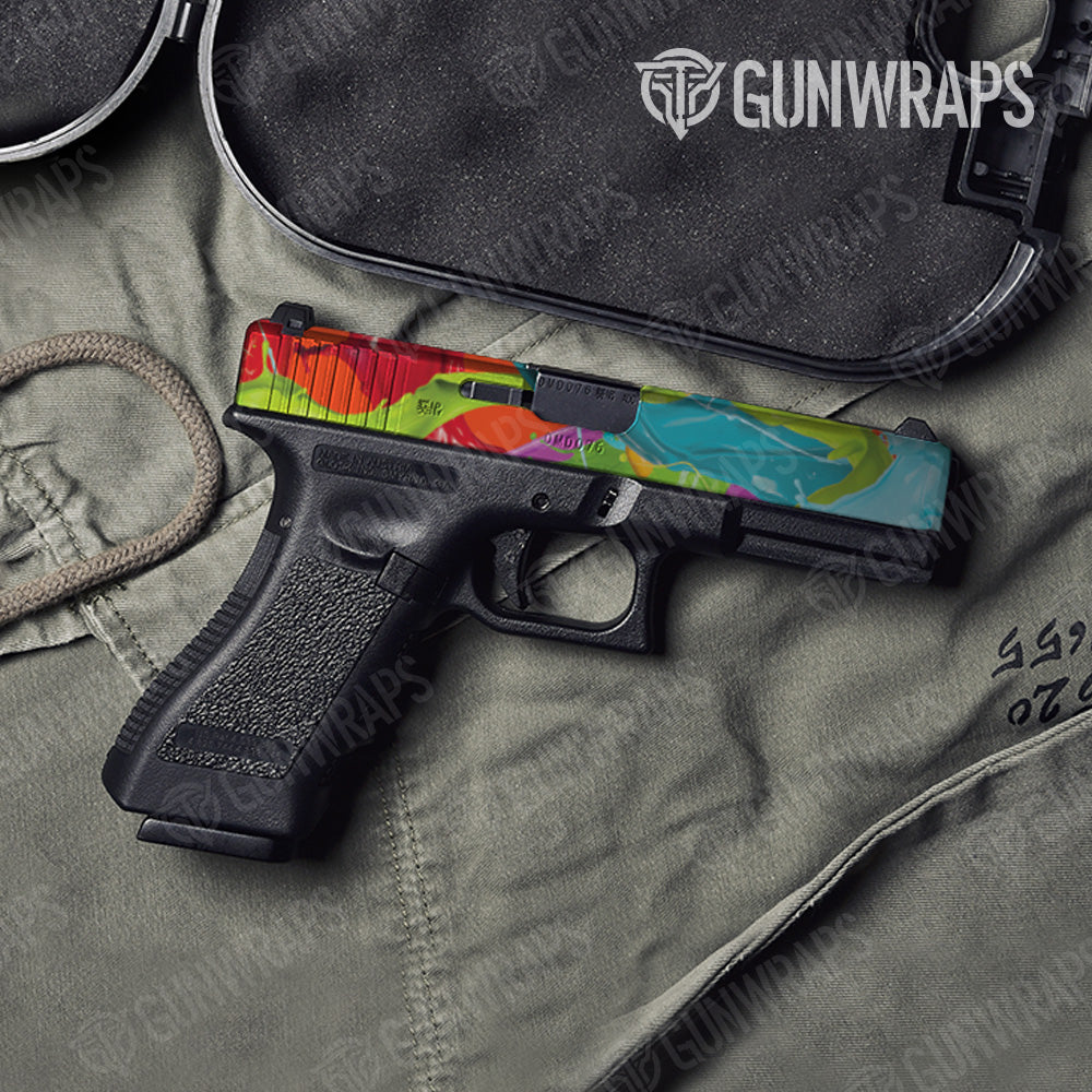 Paint Splatter Orange Pistol Slide Gun Skin Vinyl Wrap