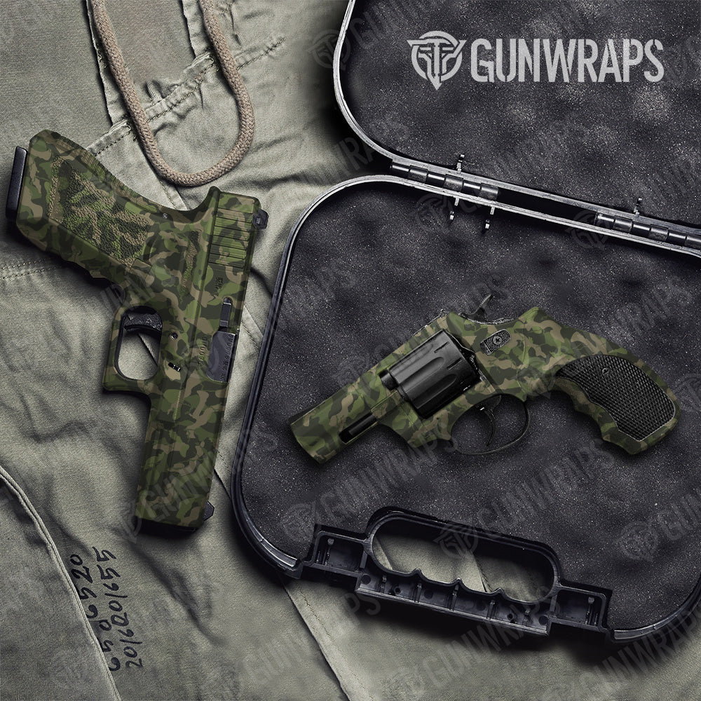 Ragged Army Green Camo Pistol & Revolver Gun Skin Vinyl Wrap
