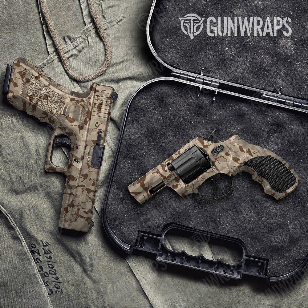 Ragged Desert Camo Pistol & Revolver Gun Skin Vinyl Wrap