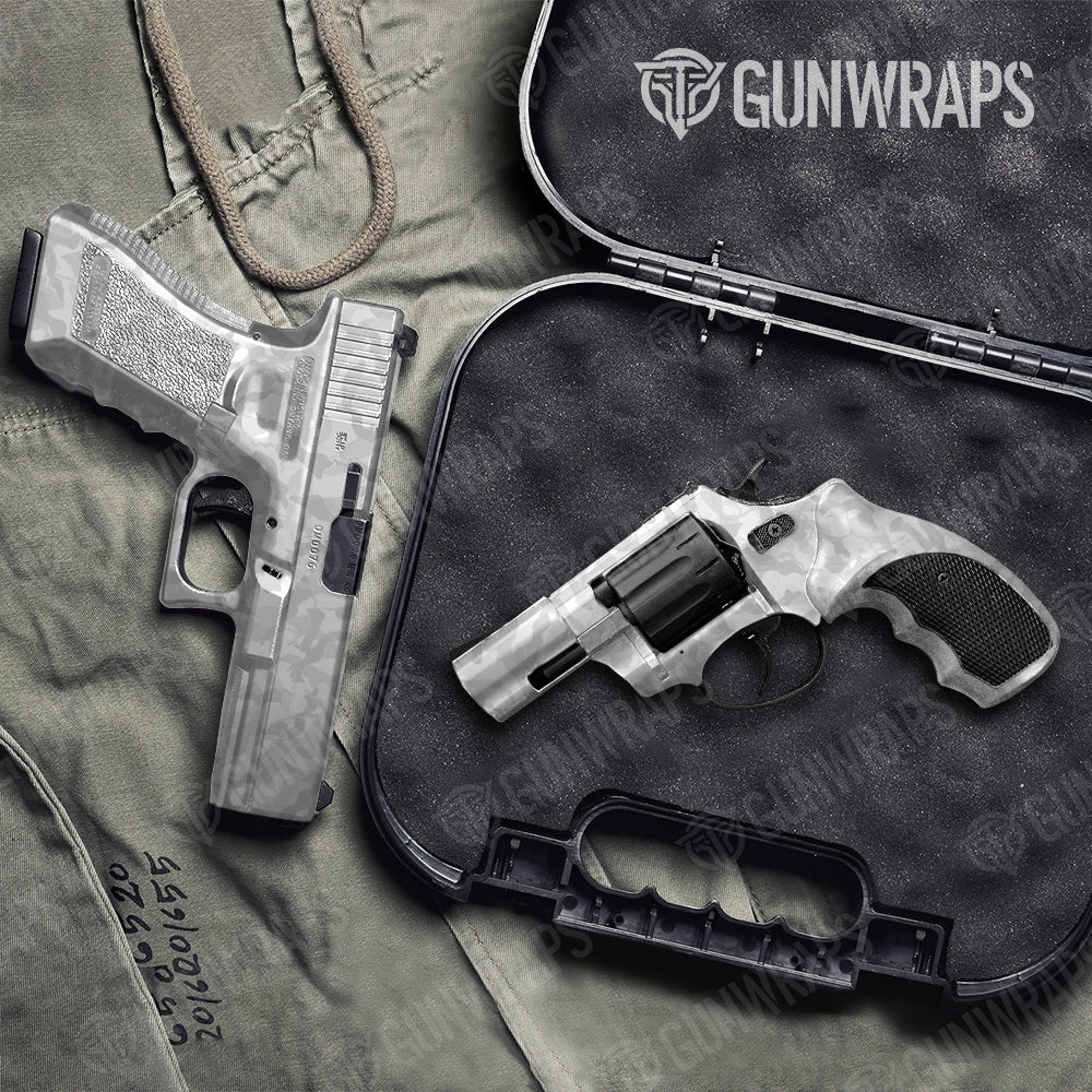 Ragged Elite White Camo Pistol & Revolver Gun Skin Vinyl Wrap