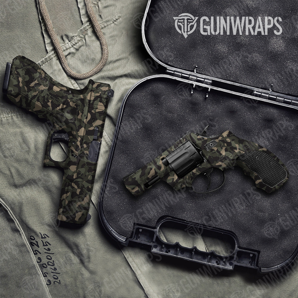 Ragged Militant Green Camo Pistol & Revolver Gun Skin Vinyl Wrap