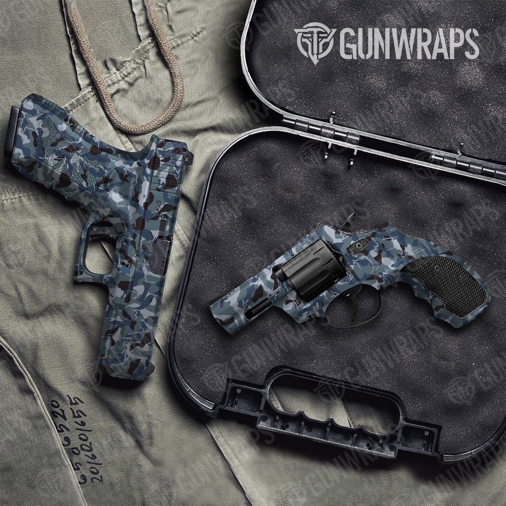 Ragged Navy Camo Pistol & Revolver Gun Skin Vinyl Wrap