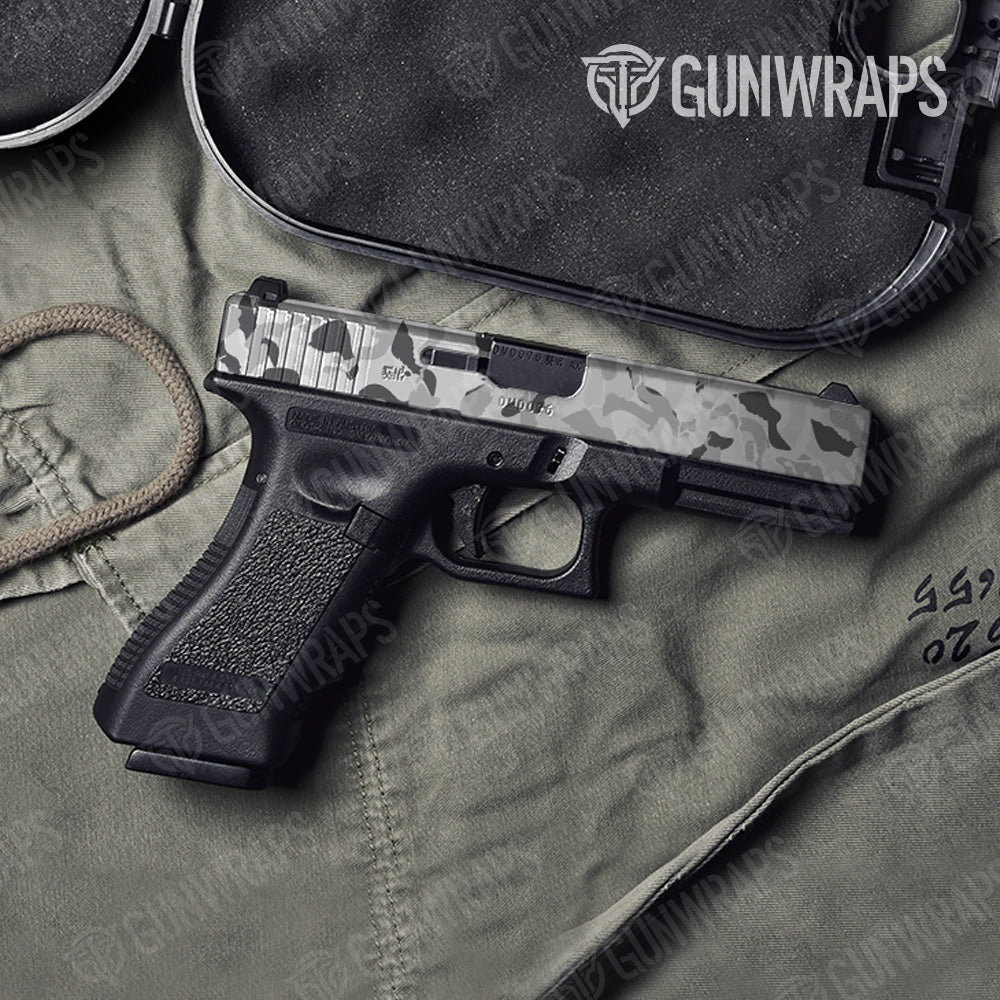 Ragged Snow Camo Pistol Slide Gun Skin Vinyl Wrap