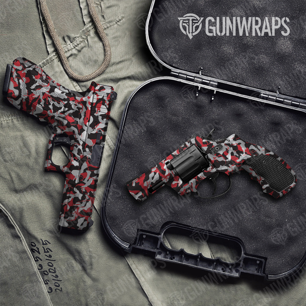Ragged Red Tiger Camo Pistol & Revolver Gun Skin Vinyl Wrap