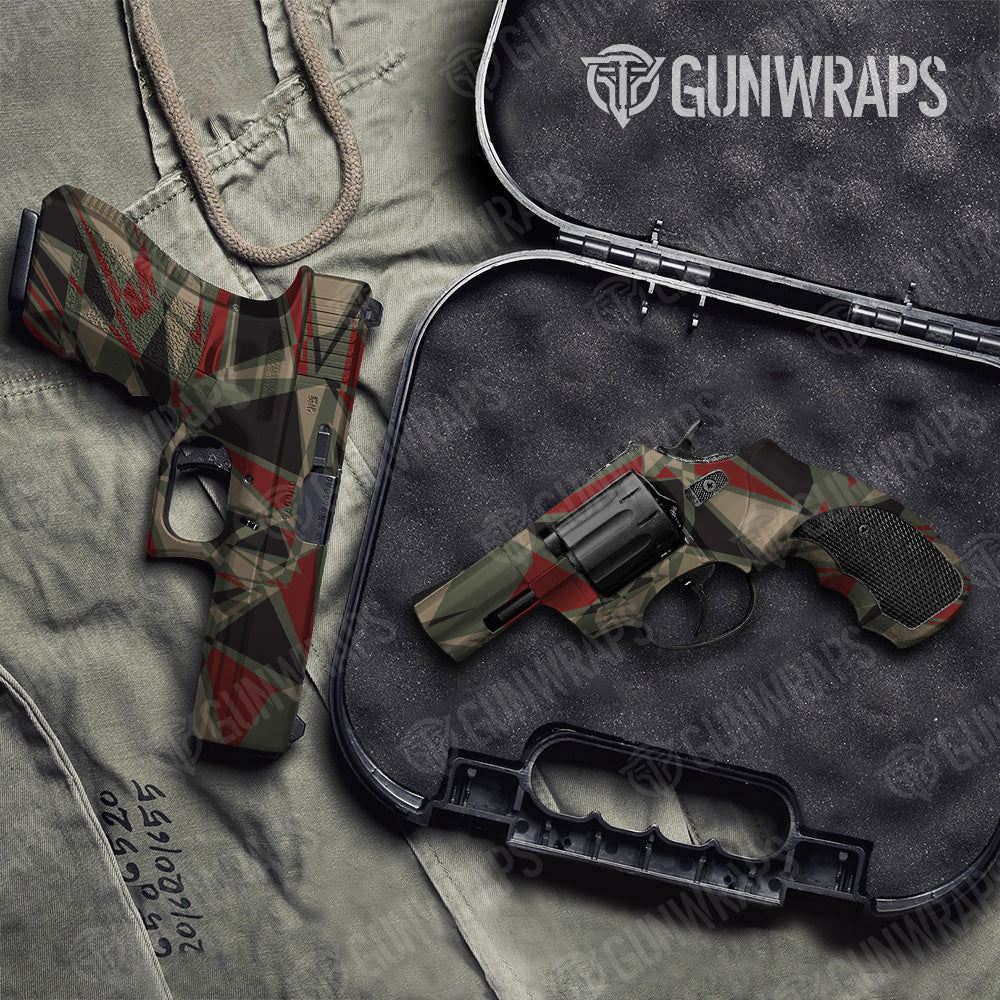 Sharp Militant Red Camo Pistol & Revolver Gun Skin Vinyl Wrap