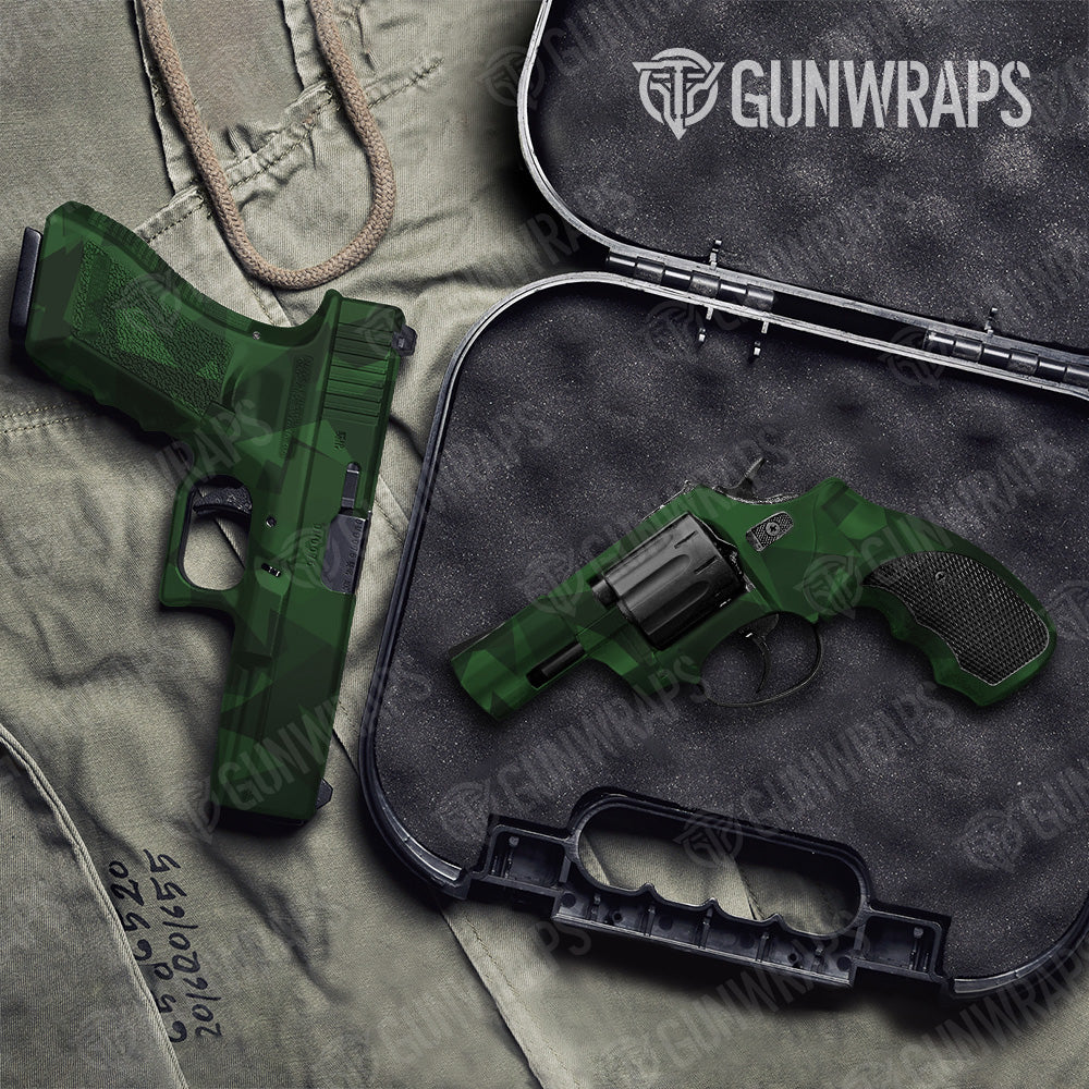 Shattered Elite Green Camo Pistol & Revolver Gun Skin Vinyl Wrap