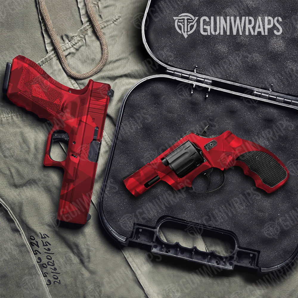 Shattered Elite Red Camo Pistol & Revolver Gun Skin Vinyl Wrap