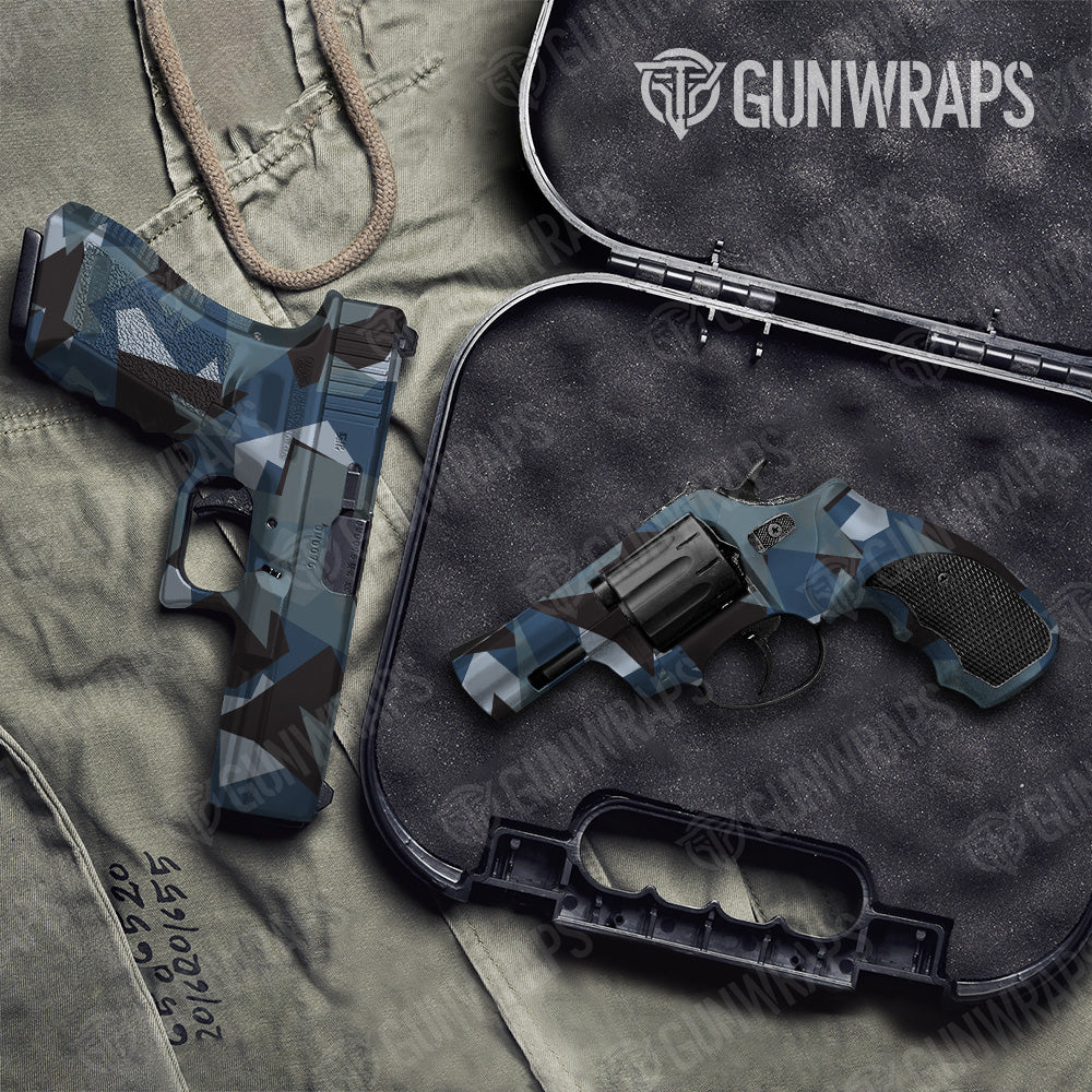 Shattered Navy Camo Pistol & Revolver Gun Skin Vinyl Wrap