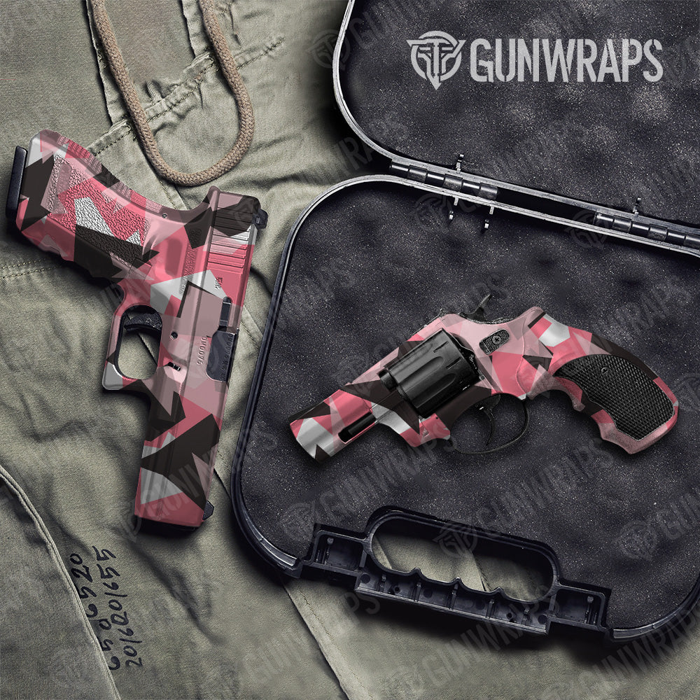 Shattered Pink Camo Pistol & Revolver Gun Skin Vinyl Wrap