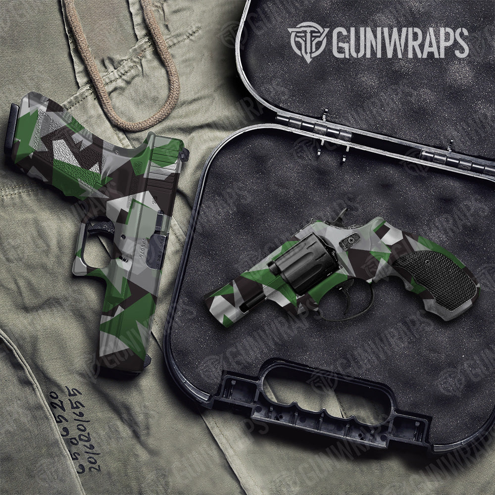 Shattered Green Tiger Camo Pistol & Revolver Gun Skin Vinyl Wrap