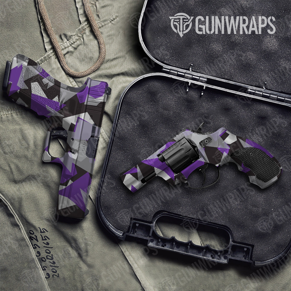 Shattered Purple Tiger Camo Pistol & Revolver Gun Skin Vinyl Wrap