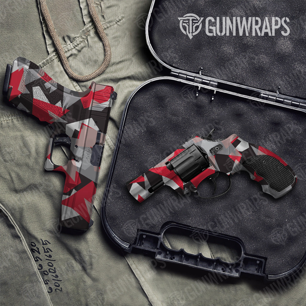 Shattered Red Tiger Camo Pistol & Revolver Gun Skin Vinyl Wrap
