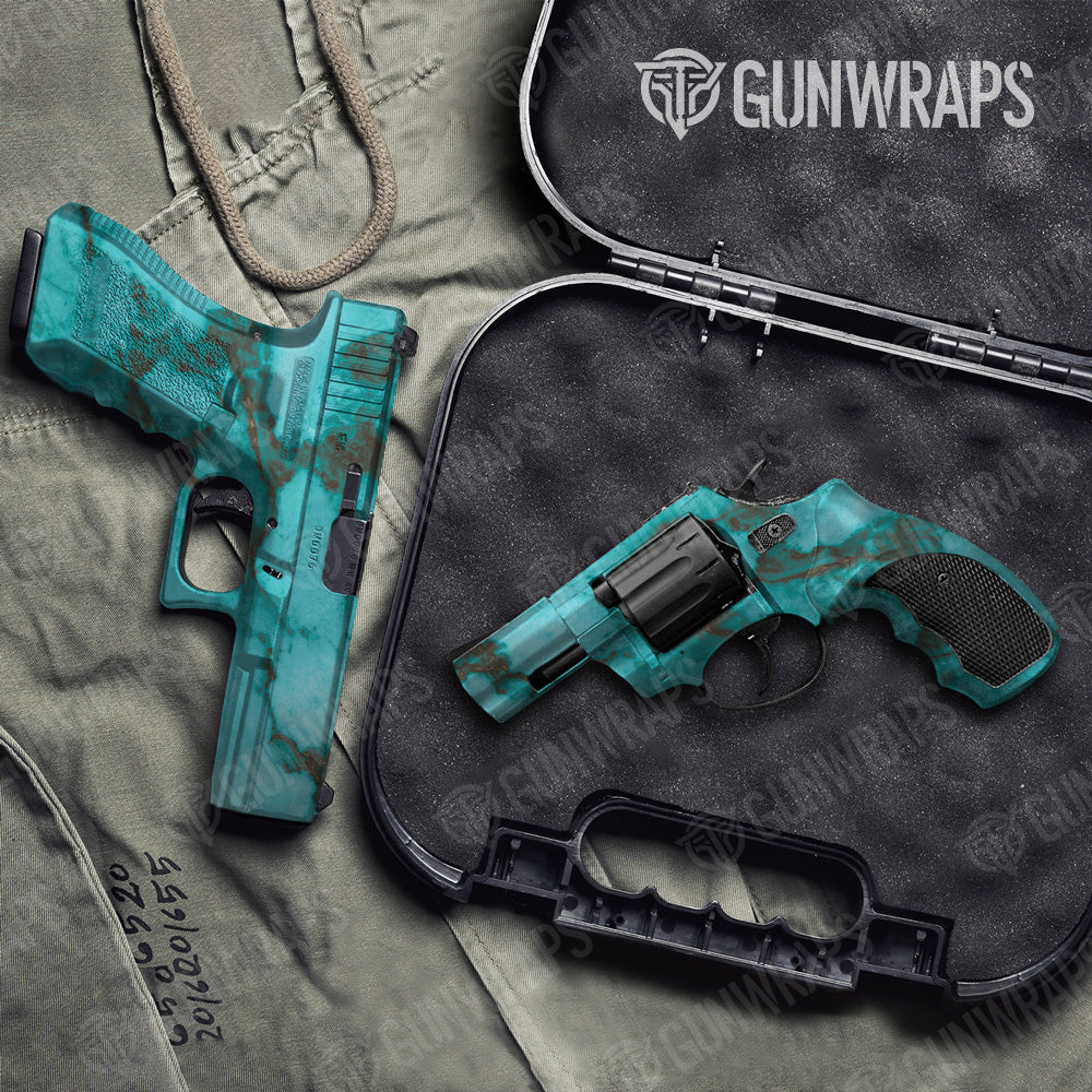 Stone Turquoise Marble Pistol & Revolver Gun Skin Vinyl Wrap