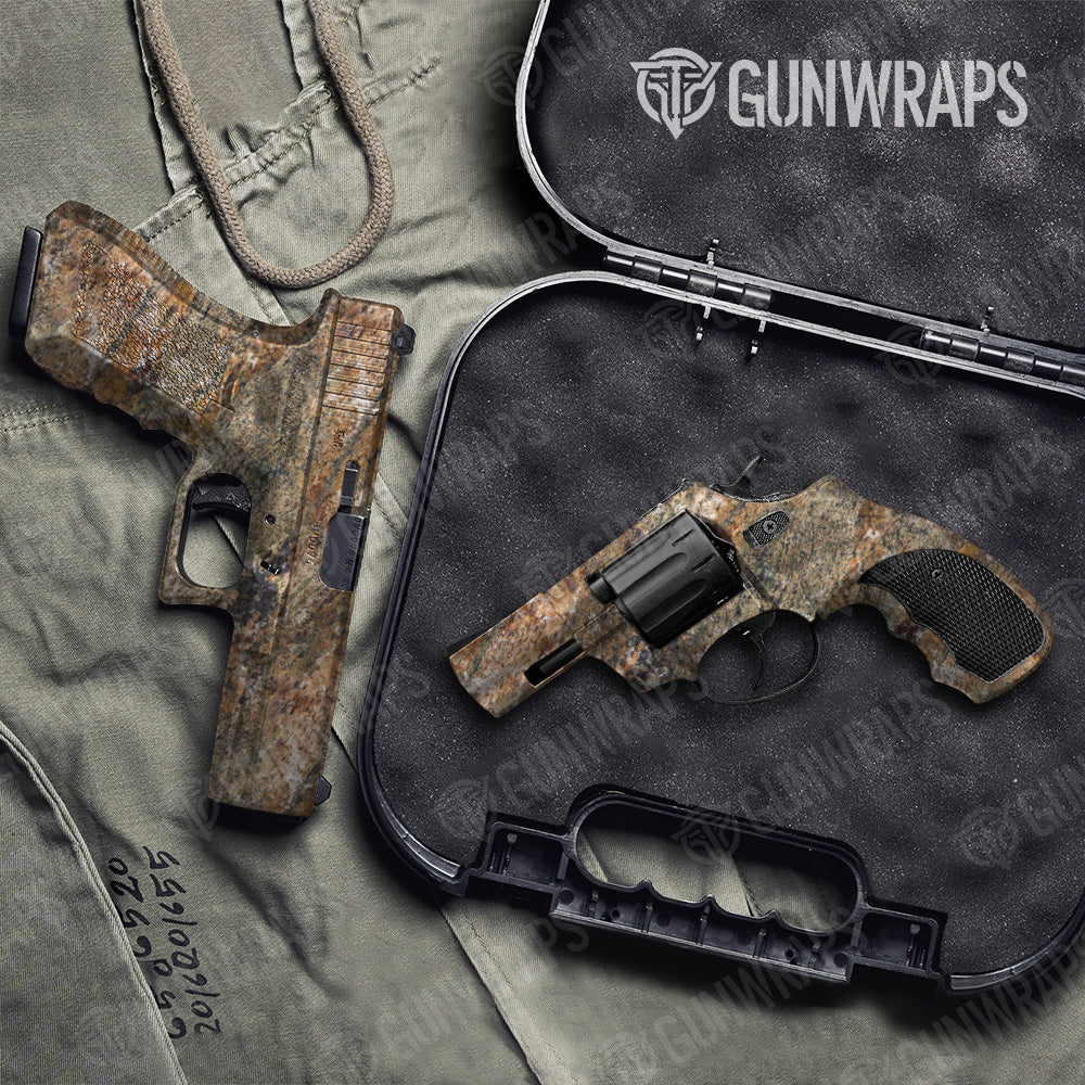 Stone Tuscan Brown Granite Pistol & Revolver Gun Skin Vinyl Wrap