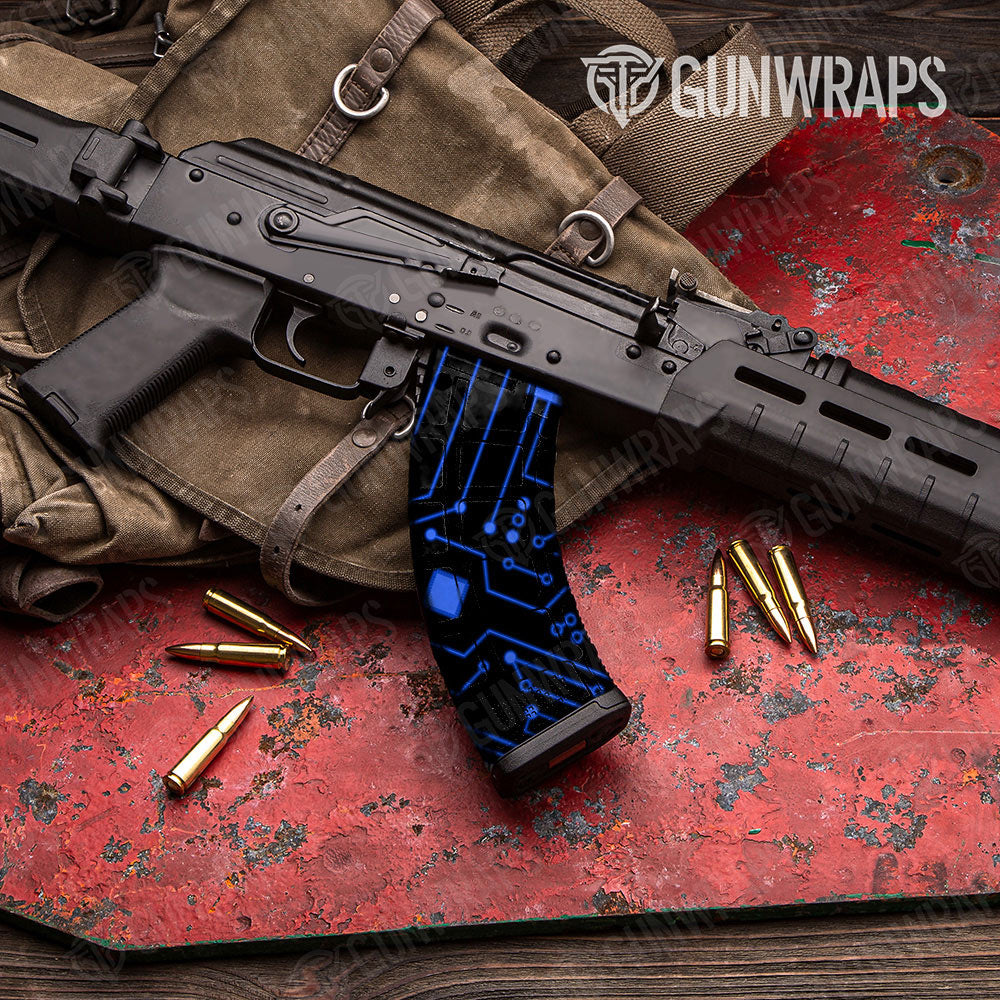 AK-47 Mag Circuit Board Blue Gun Skin Vinyl Wrap