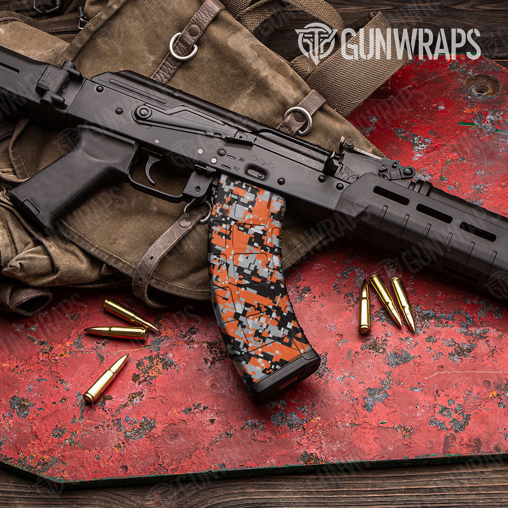 Digital Orange Tiger Gun Skin Vinyl Wrap