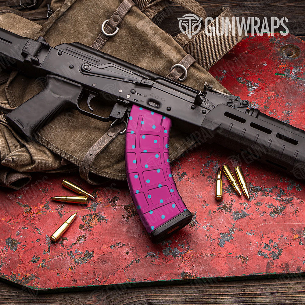 Dotted Retro Blue Gun Skin Vinyl Wrap