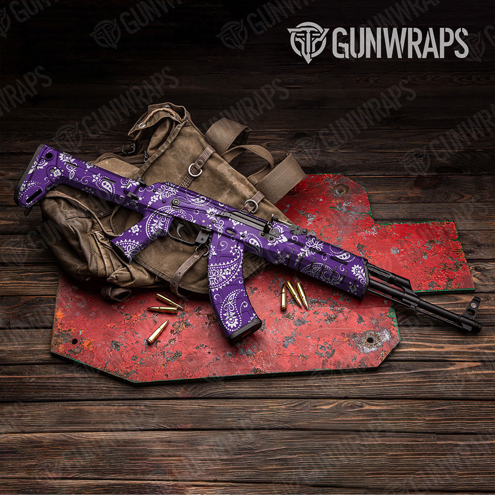 Bandana Purple And White Gun Skin Vinyl Wrap